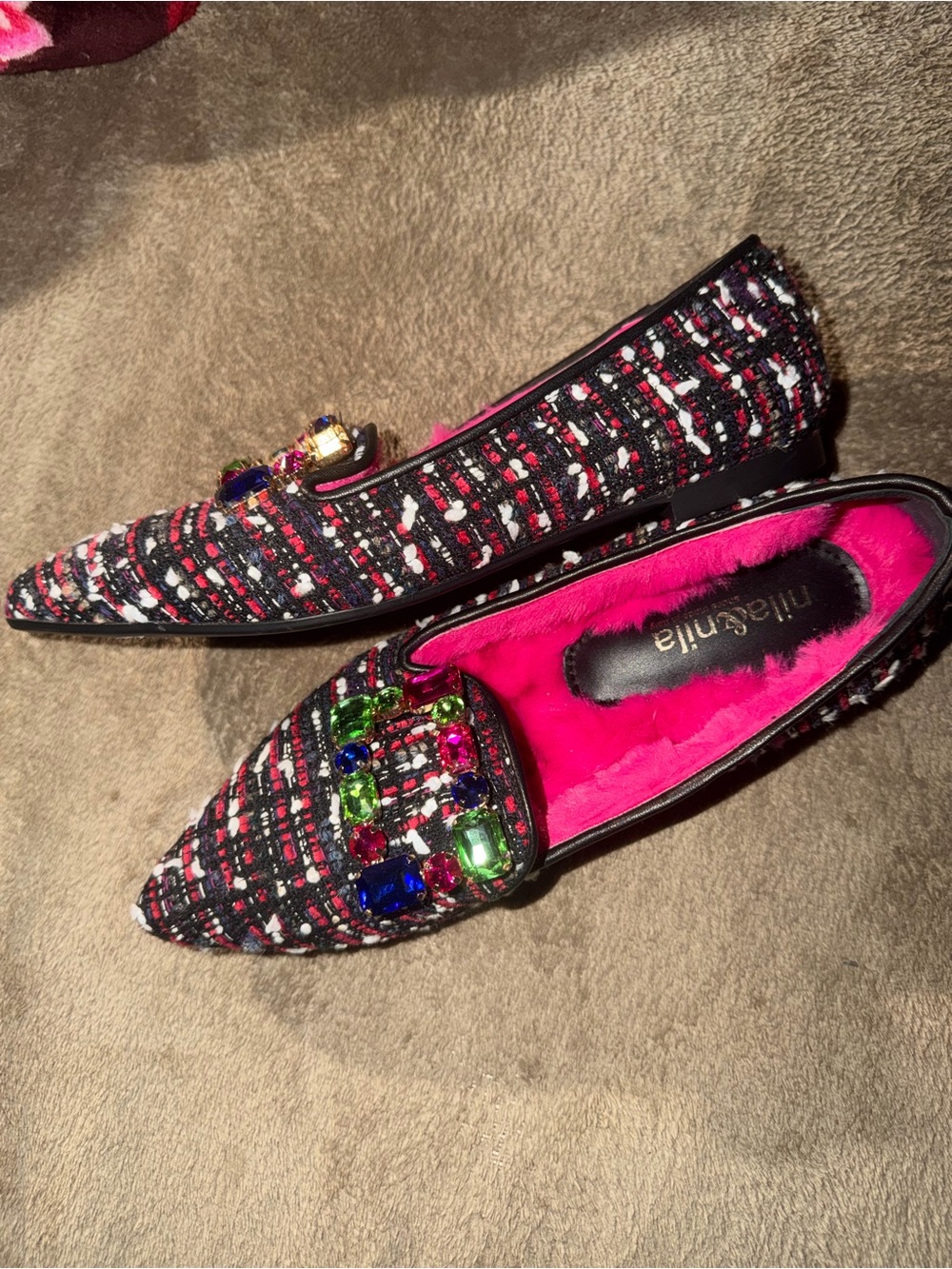 Tweed Pointed Toe Flats made in Italy
